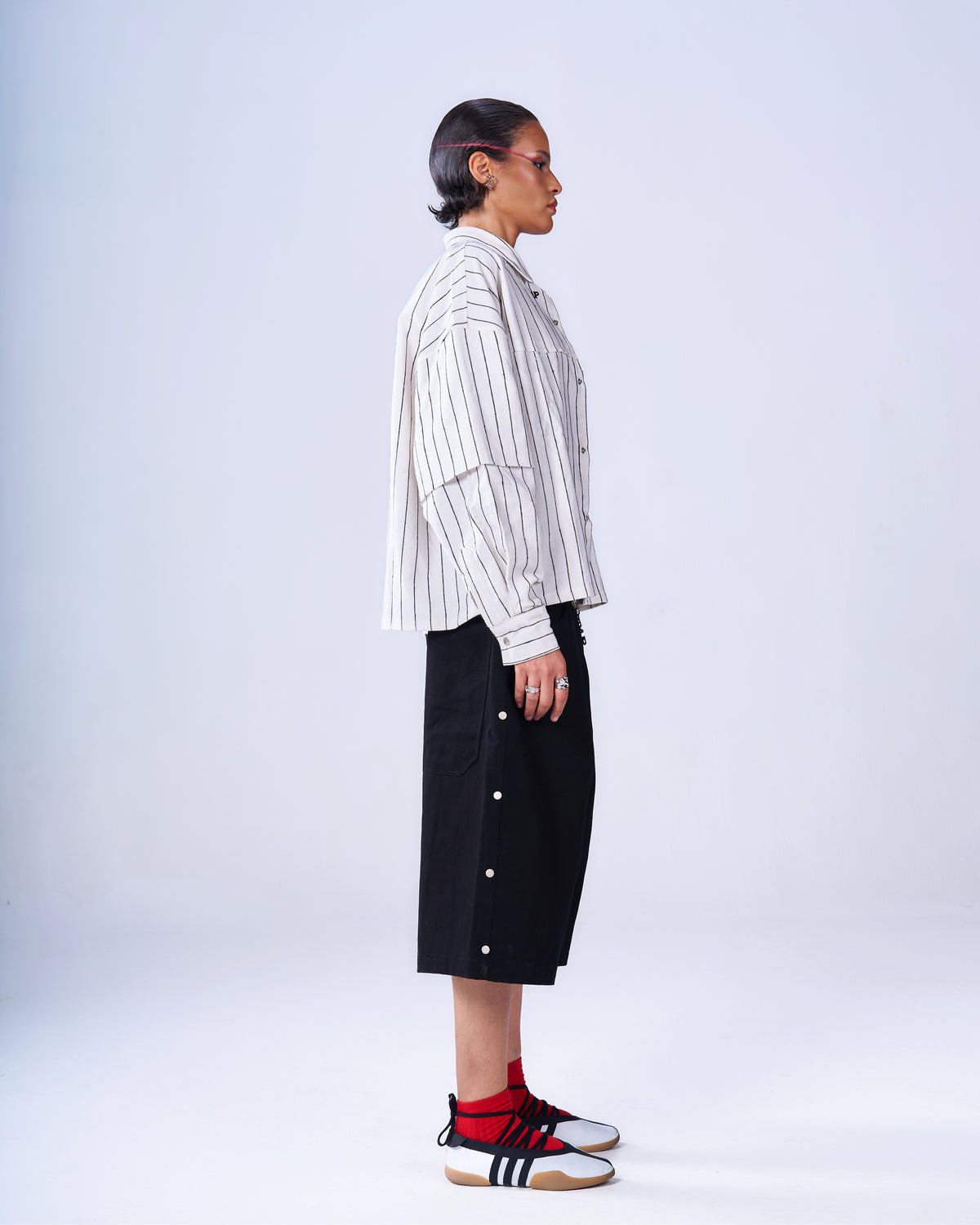 full fit 001  (Striped Shirt + Bermuda +  Bag)